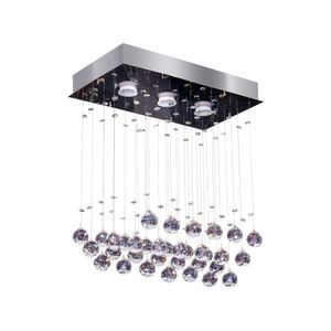 Plafon Retangular Crystal Ball 3 Luzes Inox Bronzearte