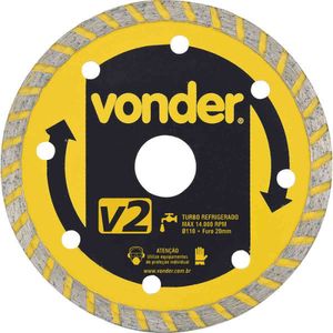 Disco De Corte Diamantado 110MM Com Furo De 20MM Turbo V2 Vonder