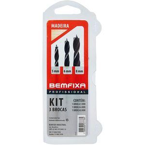 Kit de Brocas Para Madeira 3 Peças Bemfixa