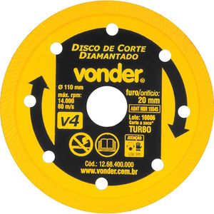 Disco De Corte Diamantado 110MM Turbo V4 Vonder