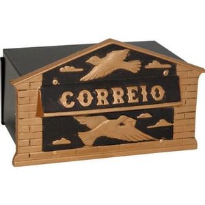 Caixa De Correio Pombinho Para Muro 20x25x12 Ouro/Preto Ouro De Minas