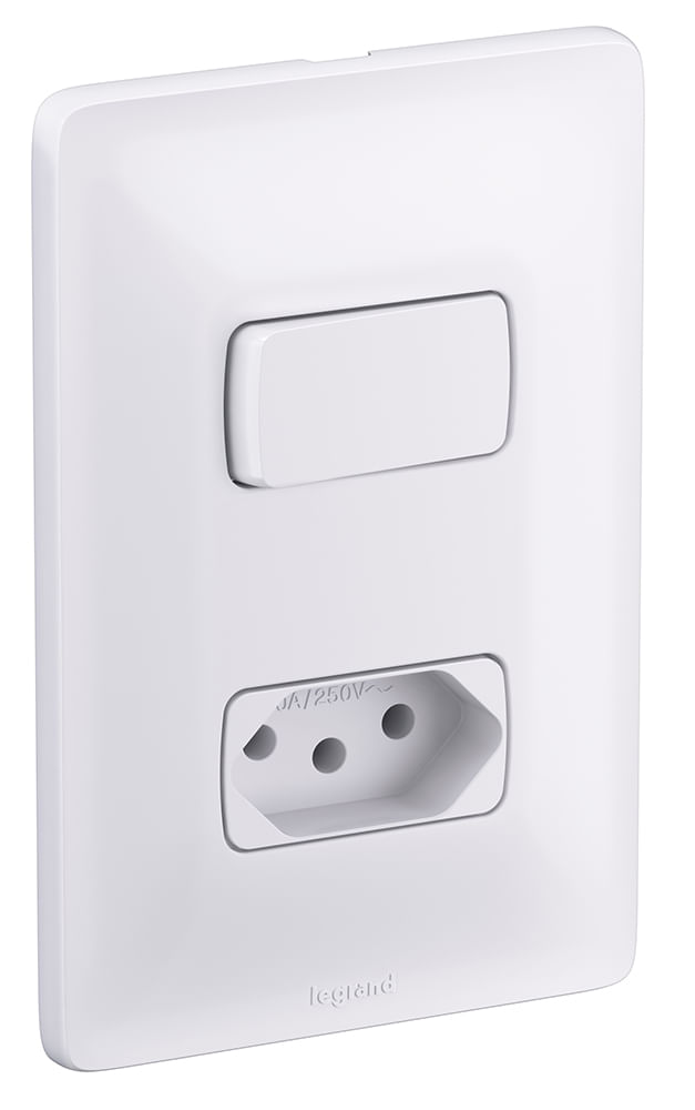 【F,dc】 Chatuba | Conjunto 1 Interruptor Simples 1 Tomada Zeffia 4x2 10A Pial