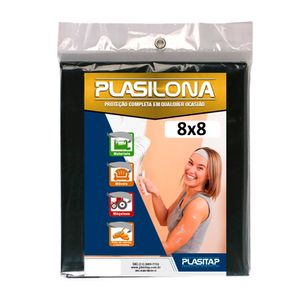 Lona Plástica Preta 8x8 Plasitap