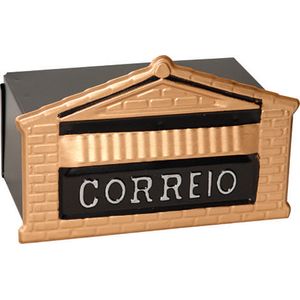 Caixa De Correio Colonial Popular Para Muro 12x23x11cm Ouro/Preto Ouro De Minas