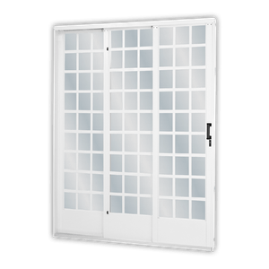 Porta de Correr 3F Quadriculado D215X160CM Branco MGM