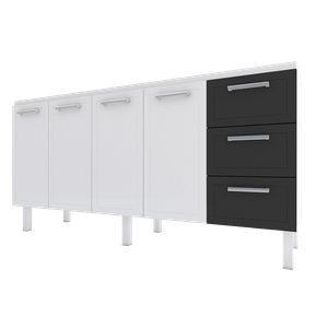 Gabinete Para Pia 180 Apolo Flat Branco/Preto Cozimax