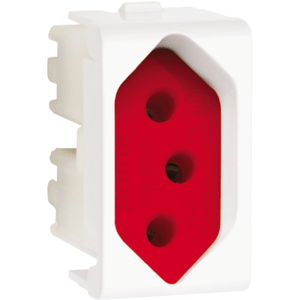 Módulo Tomada 2P+T Fundo Vermelho 20A 250V Lunare Branco Schneider