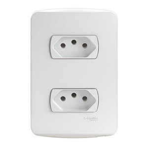 Conjunto 2 Tomadas 2P+T 10A 250V Miluz Branco Polar Schneider