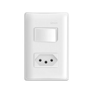Conjunto 1 Interruptor Simples e 1 Tomada 4x2 10A Simon
