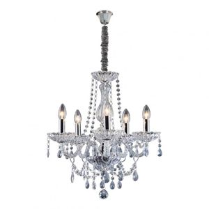 Lustre Clássico de Cristais 5Luzes Transparente Bronzearte
