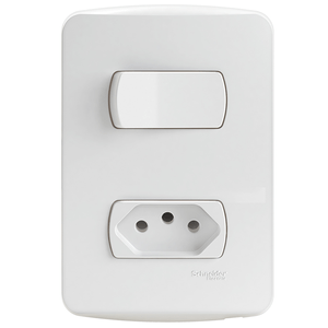 Conjunto 1 Interruptor Simples e 1 Tomada Miluz  10A Schneider