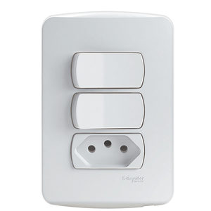 Conjunto 2 Interruptores Simples e 1 Tomada Miluz 10A Schneider