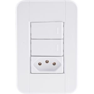 Conjunto 2 Interruptores Simples e 1 Tomada Tablet 4x2 10A Tramontina
