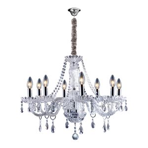 Lustre Clássico de Cristais 8 Luzes Transparente Bronzearte
