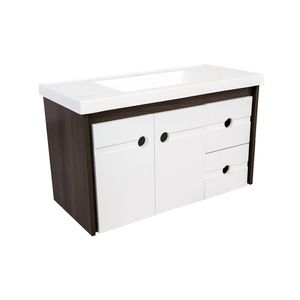 Gabinete C/ Lavatório Ideally 80x37x49cm Ipê/Branco Sicmol