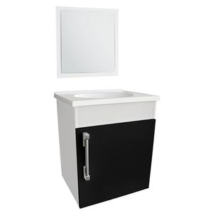 Kit Fit Gabinete C/ Lavatório e Espelho 42x33x48cm Branco/Preto Sicmol