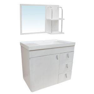 Kit Siena Gabinete C/ Lavatório e Espelho Branco 51x48x31,5cm Sicmol