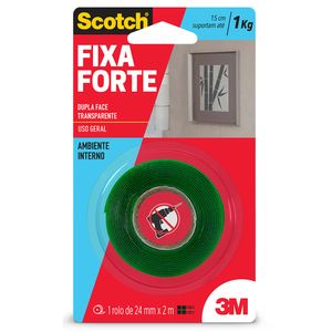 Fita Dupla Face Fixa Forte Transparente Scotch 24MMX2M 3M