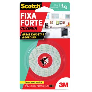 Fita Dupla Face Fixa Forte Cozinha Scotch 24MMX1,5M 3M