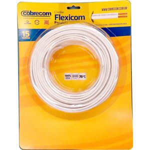 Cordão Paralelo 2x1,50mm Blister 15m Branco Cobrecom