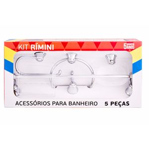 Kit Acessórios Para Banheiro Rimini Cromado Stamplas