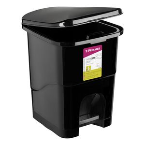 Lixeira Retangular Com Pedal Preto 6L Atlas
