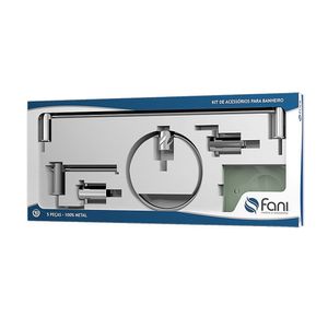 Kit Acessórios Para Banheiro Ipanema Cromado Fani