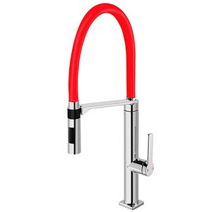 Misturador Monocomando de Mesa Para Cozinha Doc Vermelho/Cromado Docol