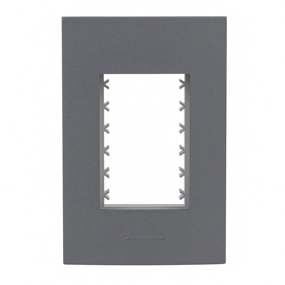 Placa 4x2 Para 3 Módulos Com Suporte Grafite Inova Pro Class Alumbra