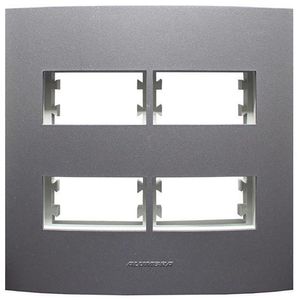 Placa Pro 4 Módulos Com Suporte Inova 4x4 Grafite Alumbra