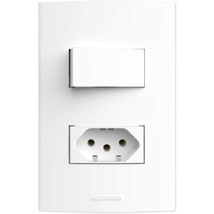 Conjunto 1 Interruptor Simples e 1 Tomada Com Placa 4x2 10A Alumbra