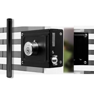 Trinco Rolete Com Puxador Para Portão 250MM Preto Fosco Haga