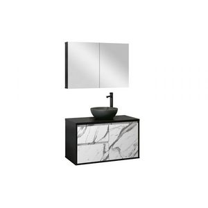 Gabinete Industry 80 Preto/Carrara Astral Design