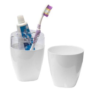 Porta Escova de Dentes Com Tampa Branco Plasvale