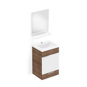 Kit Gabinete C/ Espelho 41x34 Like Wengue e Branco Roca