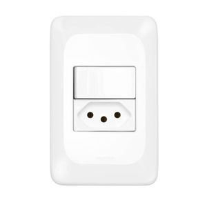 Conjunto 1 Interruptor Simples 1 Tomada 2P+T Pop 4x2 10A Pial