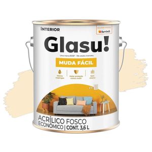 Tinta Acrílica Muda Fácil Palha Fosco 3,6L Glasu