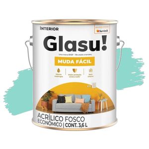 Tinta Acrílica Muda Fácil Verde Piscina Fosco 3,6L Glasu