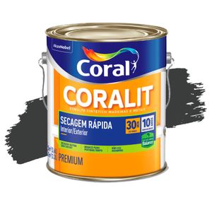 Esmalte Sintético Coralit Secagem Rápida Balance Brilhante Preto 3,6L Coral