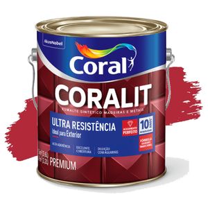 Esmalte Sintético Coralit Ultra Resistência Alto Brilho Vermelho 3,6L Coral
