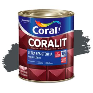 Esmalte Sintético Coralit Ultra Resistência Alto Brilho Cinza Escuro 900ml Coral