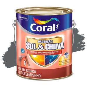 Resina Impermeabilizante Proteção Sol E Chuva Grafite 3,6L Coral
