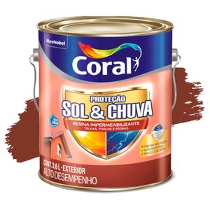 Resina Impermeabilizante Proteção Sol E Chuva Vermelho Óxido 3,6L Coral