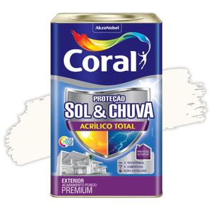 Tinta Proteção Sol e Chuva Acrílico Total Branco 18L Coral