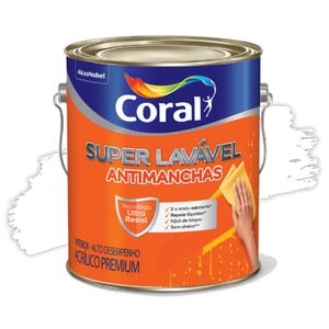 Tinta Acrílica Super Lavável Antimanchas Eggshell Branco Gelo 3,6L Coral