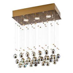 Plafon Crystal Ball Gold Retangular 3x5w Gu10 Ambar Bronzearte