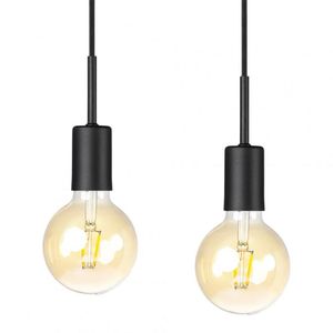 Pendente Decor Preto 2 Luzes E27 Sem Lâmpada Ø12x150cm Bronzearte