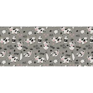 Tapete Antiderrapante Tropical Mu Mu Cinza 43x130cm Kapazi