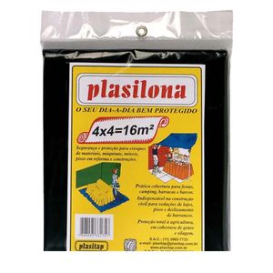 Lona Plastica Preta Cortada 4x4 Plasitap