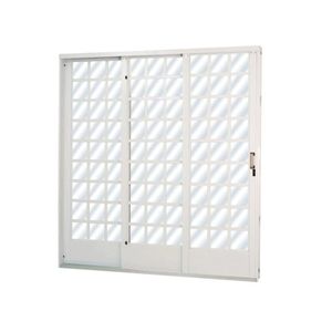 Porta de Correr Aço 3 Folhas com Vidro Liso Minas Sul 215cmx200cm MGM